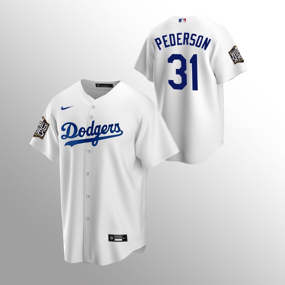 Men's Los Angeles Dodgers #31 Joc Pederson White 2020 World Series Bound stitched Jersey
